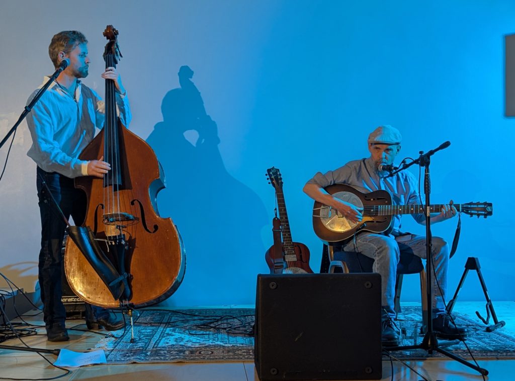 Charles Benfield on Double Bass and Mark Harrison playing a National resonator guitar
